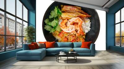 png Isolated bowl of curry rice with langoustines Wall mural