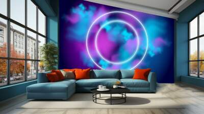 Neon color smoke background with shiny circled stroke- Modern wallpaper design Wall mural