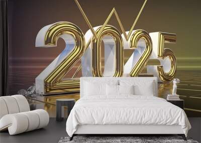 New year 2025 wishes celebration background, Luxury new year 2025 text  Wall mural