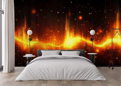 Abstract background featuring a fire-themed equalizer design. Vector illustration highlighting dynamic, flame-inspired visual elements. Wall mural