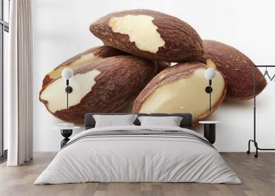 Savory Brazil nuts, isolated on a white background. Wall mural