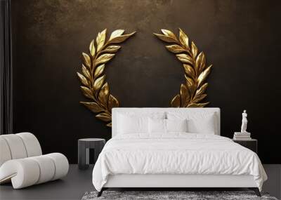 Vector gold laurel wreath with a golden ribbon. Wall mural