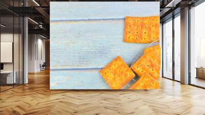 Sugar crackers on wooden background. Wall mural