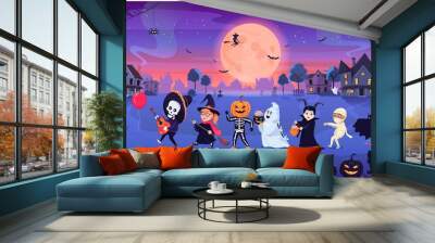 Halloween costumes children party night Wall mural