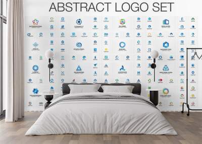 abstract business logo set. corporate identity design elements. network connect, integrate, grow con Wall mural