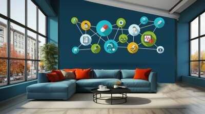 Abstract medicine background - integrate healthcare icons Wall mural