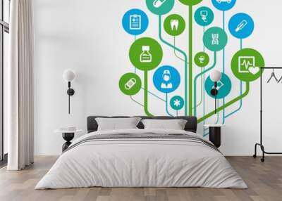 Abstract medicine background with icons Wall mural