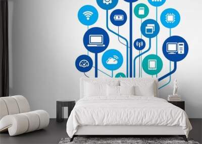 Abstract technology background with icons Wall mural