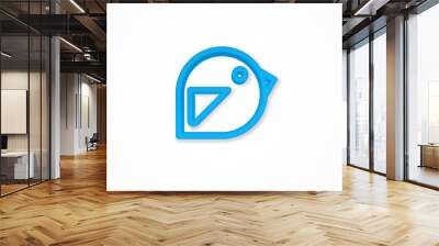 bird, message symbol, tweet realistic icon. 3d vector illustration. Isolated line color pictogram. Transparent shadows Wall mural