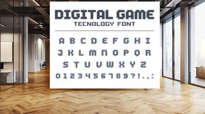 digital game technology font. geometric, futuristic, techno alphabet. retro letters and numbers for  Wall mural