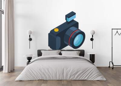 Digital photo camera isometric flat icon. 3d vector colorful illustration. Pictogram isolated on white background Wall mural