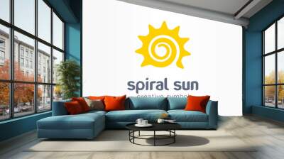 Spiral sun creative symbol concept. Summer morning energy light abstract business logo. Hot sunshine weather, travel circle sunrise or sunset icon. Wall mural