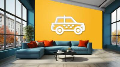 taxi car 3d line flat color icon. Realistic vector illustration. Pictogram isolated. Top view. Colorful transparent shadow design. Wall mural