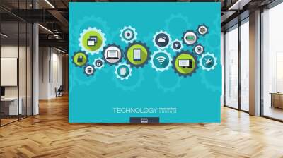 Technology mechanism concept. Wall mural