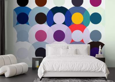 Vector art, diverse crowd abstract pattern, society, community concept. Multicultural human silhouettes symbolize the right to be different and the inclusivity of gatherings. People group background Wall mural