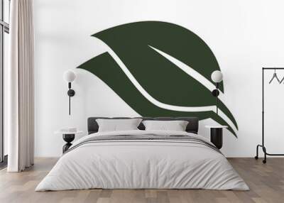 Green leaves vector icon design on white background. Wall mural