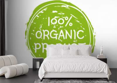 Green Organic Products Labels. Ecologic food stamps. Organic natural food labels. Wall mural