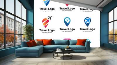 Set of Pin map illustration for travel icon logo design Wall mural