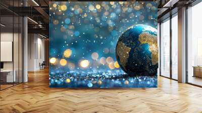 blue globe with shining lights in a background Wall mural