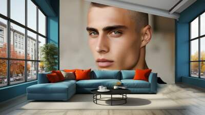 Male model with buzz cut hairstyle Wall mural