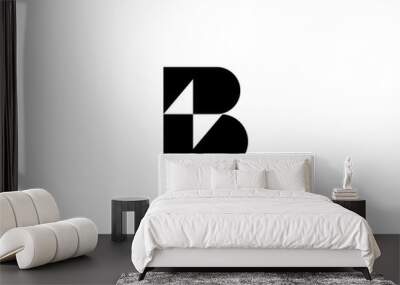 A letter B from abstract geometric shapes and lightning inside. Creative  monogram. Wall mural