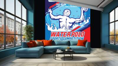 Waterpolo Flyer, Poster, Pamphlet Sport Competition A4 A3 Paper Size Design Wall mural