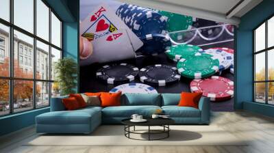 Poker chips for casino game Wall mural