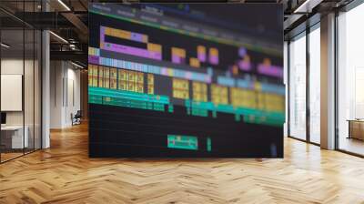 Timeline video and sounds of video editing tool, blur concept. Wall mural