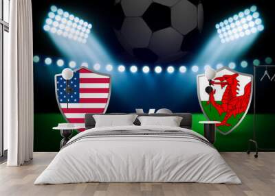 3D rendering of the stadium for the USA Vs Wales cricket match championship template for banner, poster  Wall mural