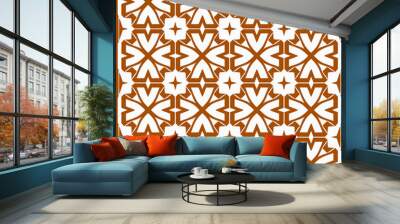 Abstract Geometric Pattern with Brown and White Interlocking Shapes Wall mural