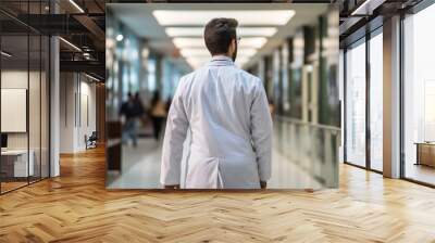 Back view of a doctor walking in a hospital ward Wall mural