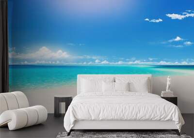 Blue sky, blue ocean and white sand beach, Generative AI Wall mural