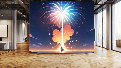 Happy new year eve Elegant fireworks illustration background  Wall mural