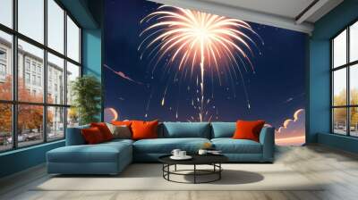 Happy new year eve Elegant fireworks illustration background  Wall mural