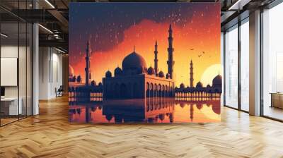 mosque illustration background Wall mural