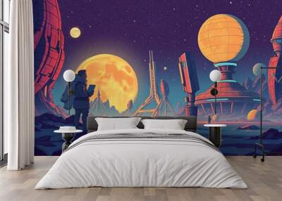 Retro Futuristic Environment landscapes Wall mural