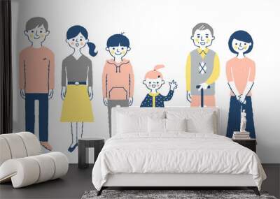 Three generations family facing the front with smile	 Wall mural