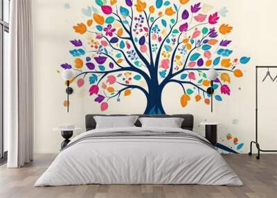 2. Abstract illustration of skill development as a growing tree, each branch representing different competencies, vibrant colors, clean design  Wall mural