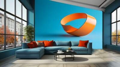 Abstract Orange Shape on Blue Background Wall mural