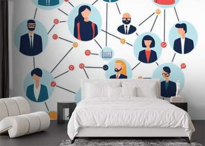 Business Network Diagram With People Icons Wall mural