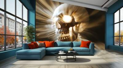 Glowing Skull with Light Emitting from Eye Socket Wall mural