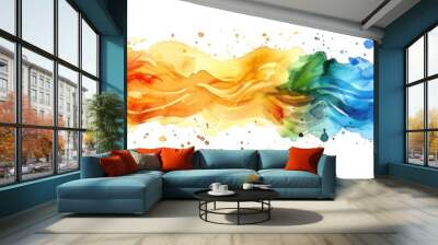 abstract colorful rainbow color painting illustration watercolor splashes isolated on background Wall mural