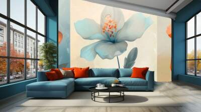 Blooming Floral Illustration Set - 3 Unique Flower Paintings for Backgrounds and Collections Wall mural