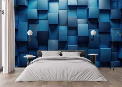 Blue Geometric Abstract Animation - Seamless Loop 3D Render Wall mural