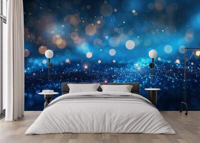 blue glow particle abstract bokeh background  Wall mural