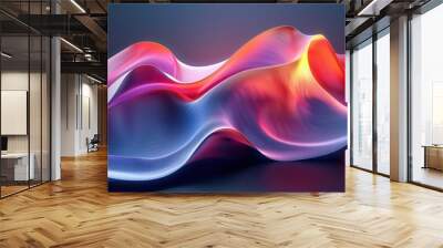 Curved Colorful Abstract Shapes in 3D Render Wall mural