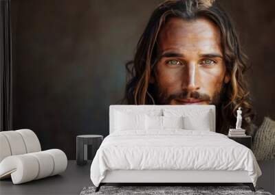 Divine Portrait of Jesus Christ with Copy Space for Text or Image Wall mural