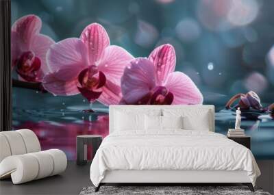 Exquisite Orchids Floating in Water - Beautiful Floral Decoration for Homes and Events Wall mural