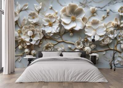 Floral Marble Panel Wall Art for Elegant and Chic Wall Decoration Wall mural