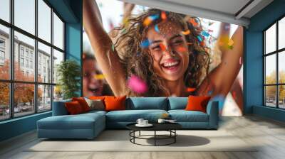 Friends Having Fun: Celebrating Joyfully Together Wall mural